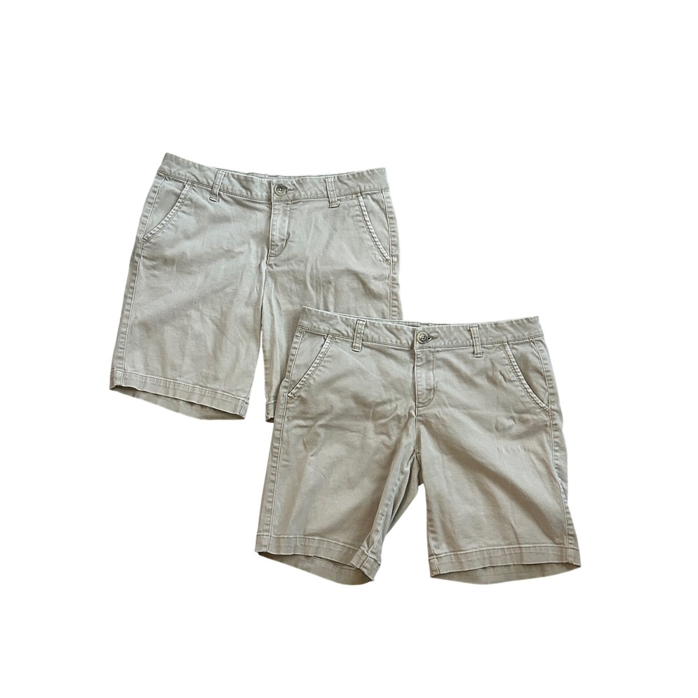 Aeropostale Khaki Bermuda Shorts Women Size 6 School Uniforms Bundle of 2